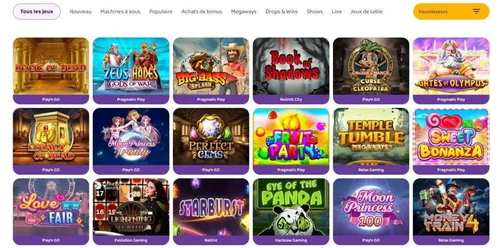 les jeux et providers disponible sur simsino 1024x507