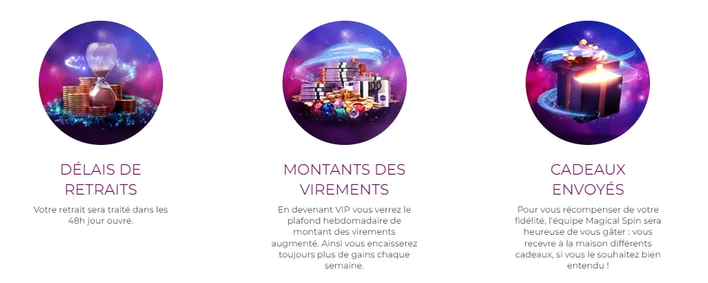 les privileges du club vip sur magicalspin